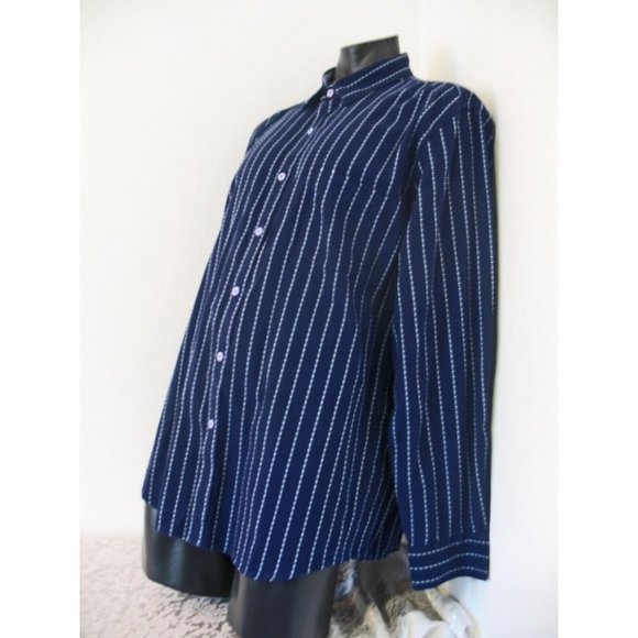 Tasso Elba, Men's , Dress Shirt, Blue Striped Checked, no iron, XXL - Picture 6 of 8